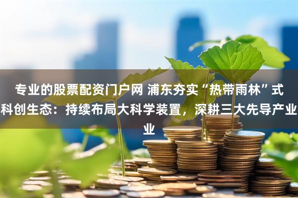 专业的股票配资门户网 浦东夯实“热带雨林”式科创生态：持续布局大科学装置，深耕三大先导产业