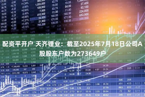 配资平开户 天齐锂业：截至2025年7月18日公司A股股东户数为273649户